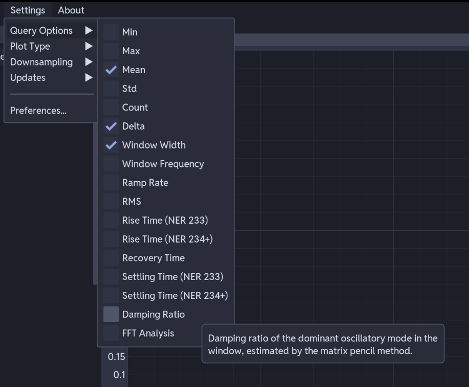 Query Options window