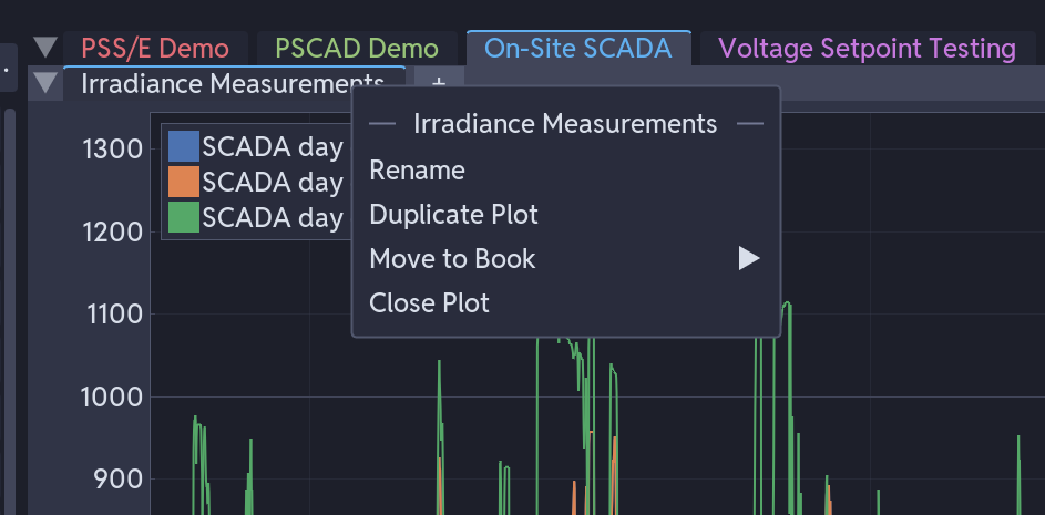 Plot tabs and their right-click menu