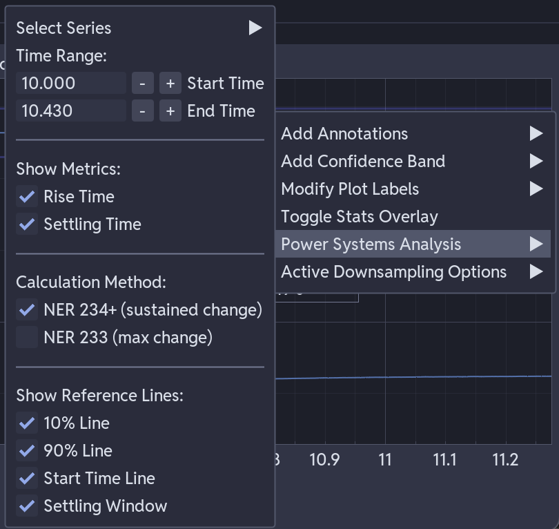 Power Systems Analysis settings